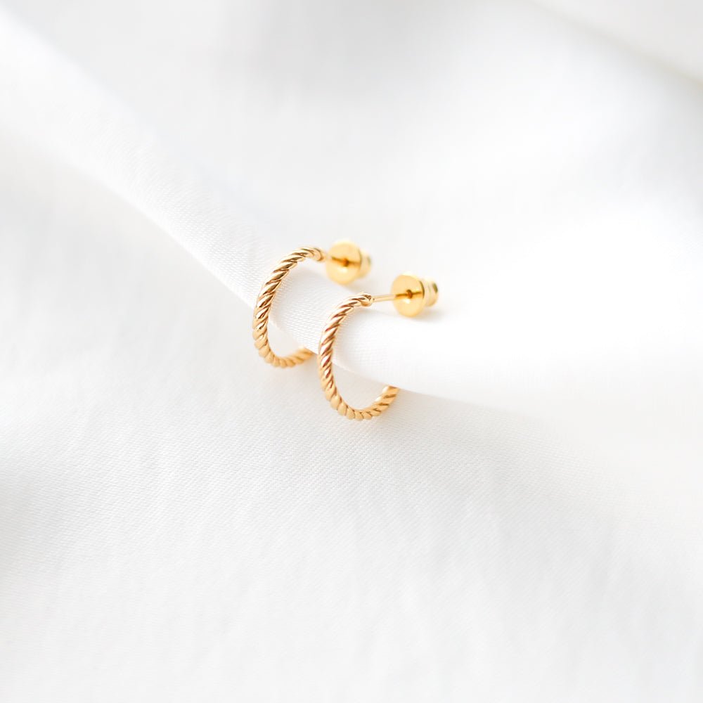 Rope Huggies Earrings - 24k Gold Vermeil - Vinci Woman