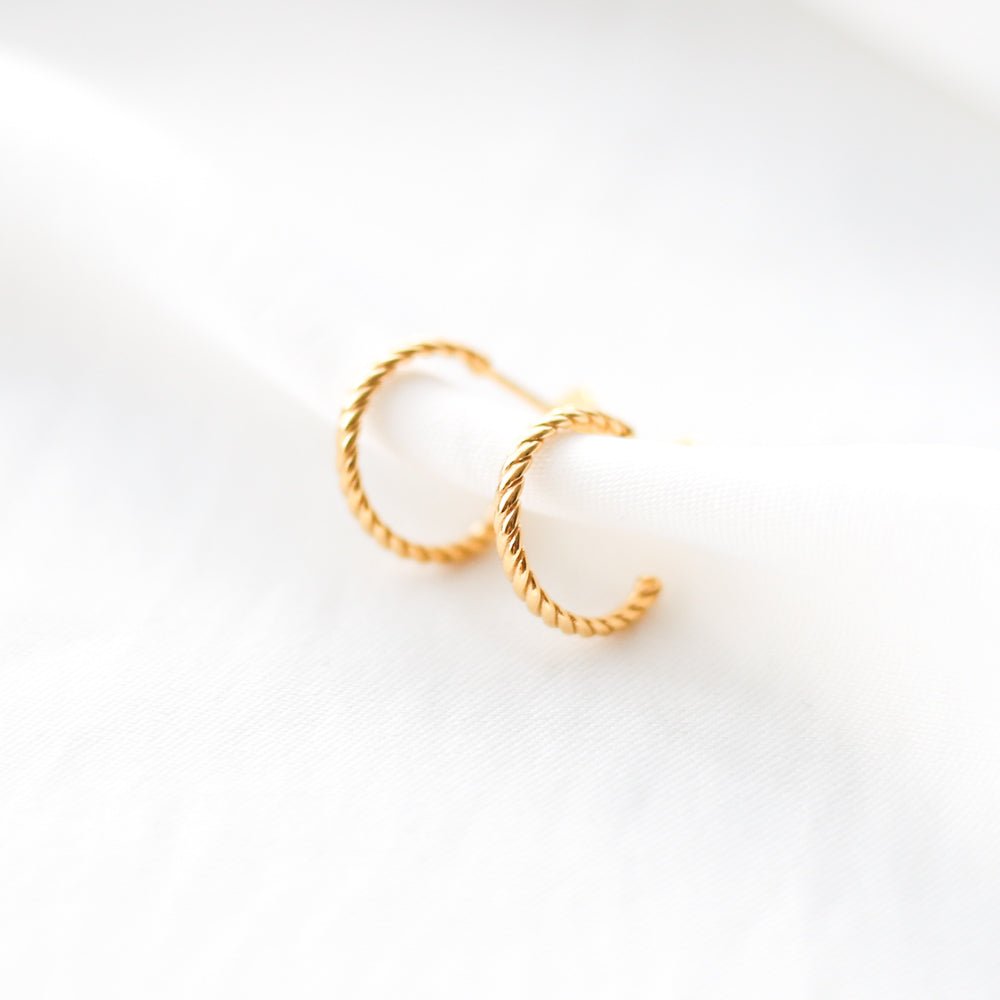 Rope Huggies Earrings - 24k Gold Vermeil - Vinci Woman