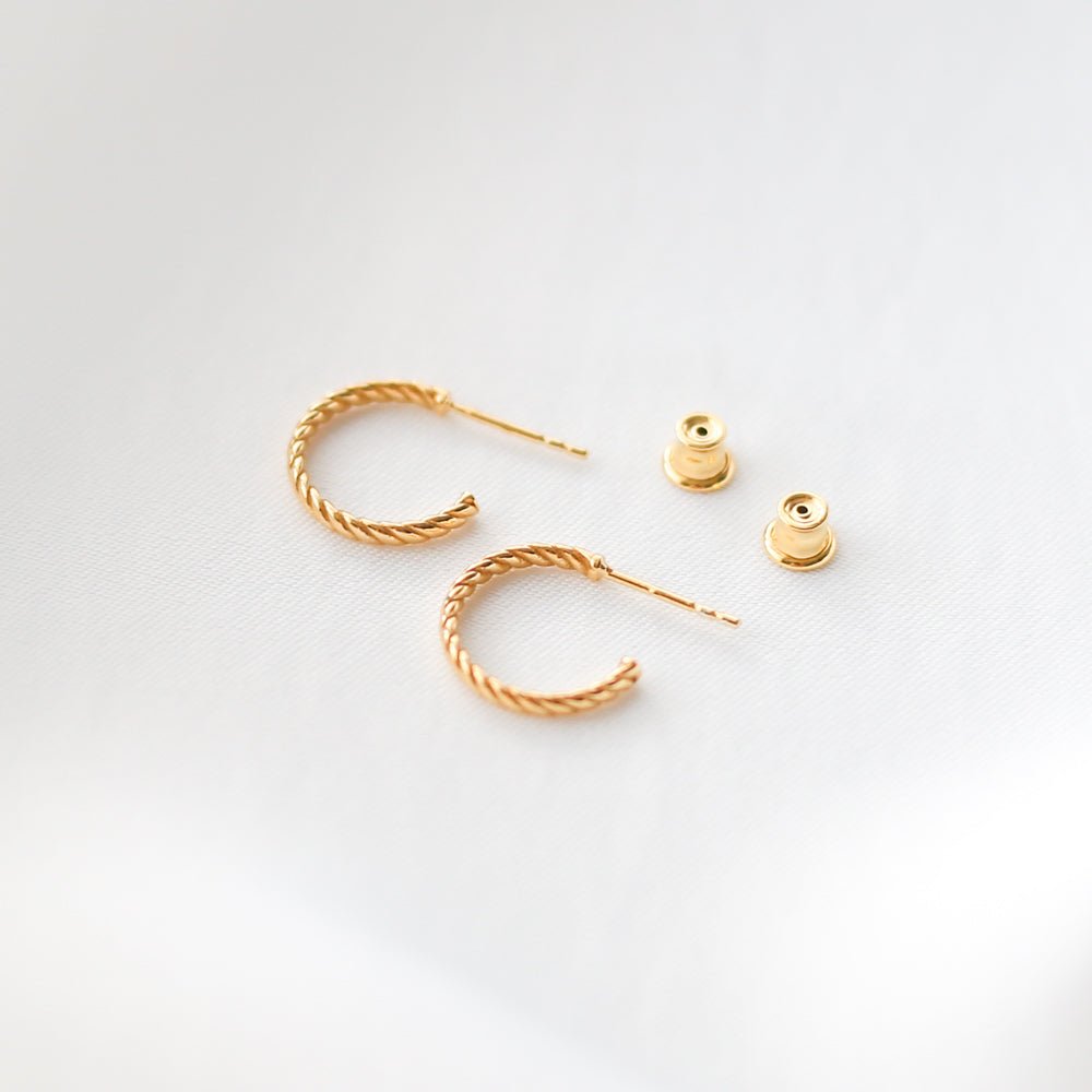 Rope Huggies Earrings - 24k Gold Vermeil - Vinci Woman