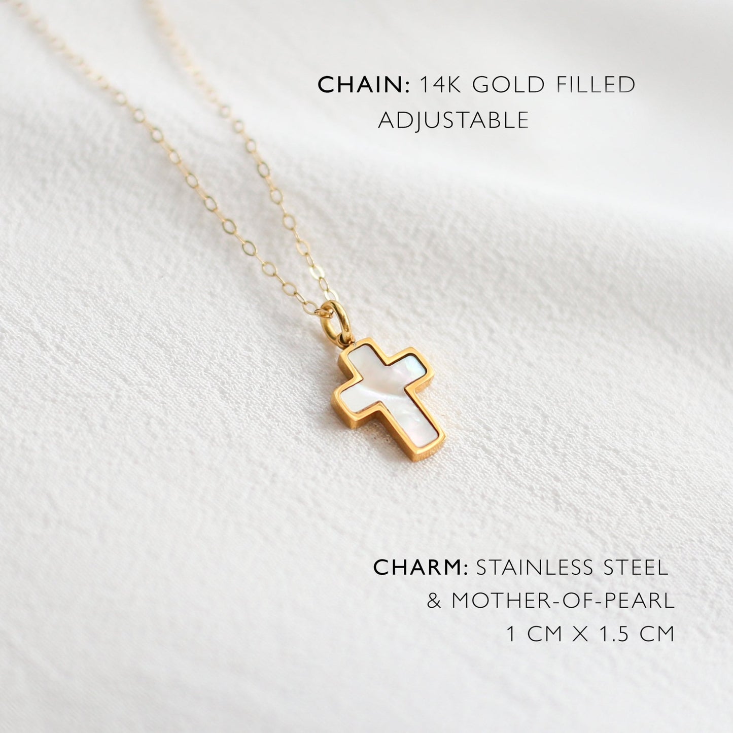 Mother of Pearl Cross Necklace - Faith Jewelry - Vinci Woman