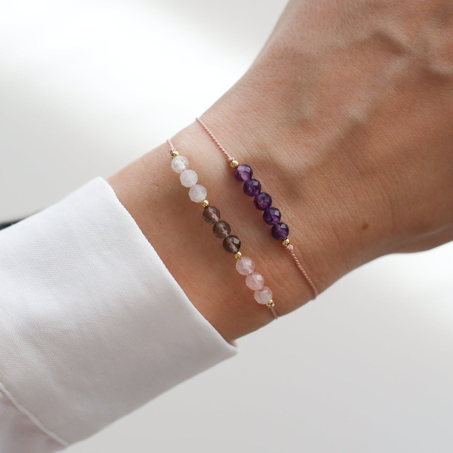 Good Vibes Only Crystal Bracelet Set with Amethyst - Vinci Woman