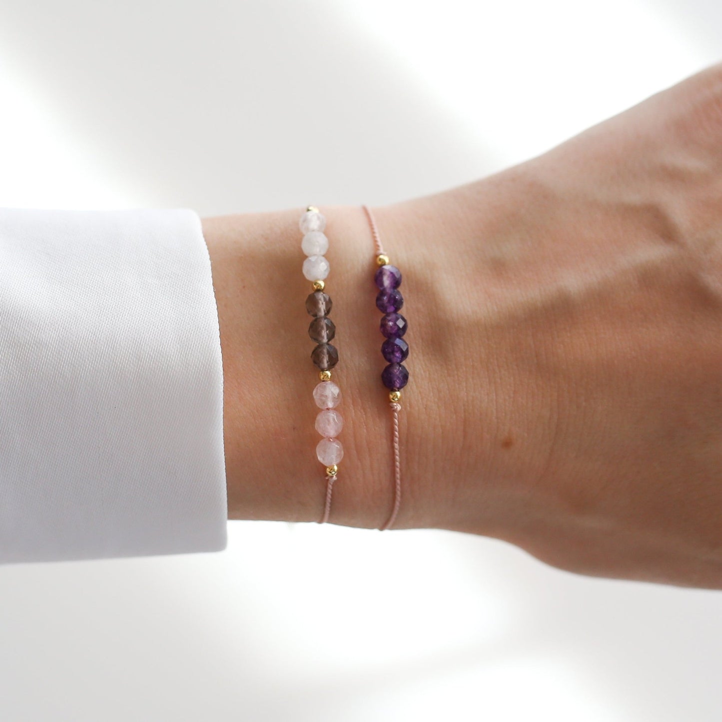 Good Vibes Only Crystal Bracelet Set with Amethyst - Vinci Woman