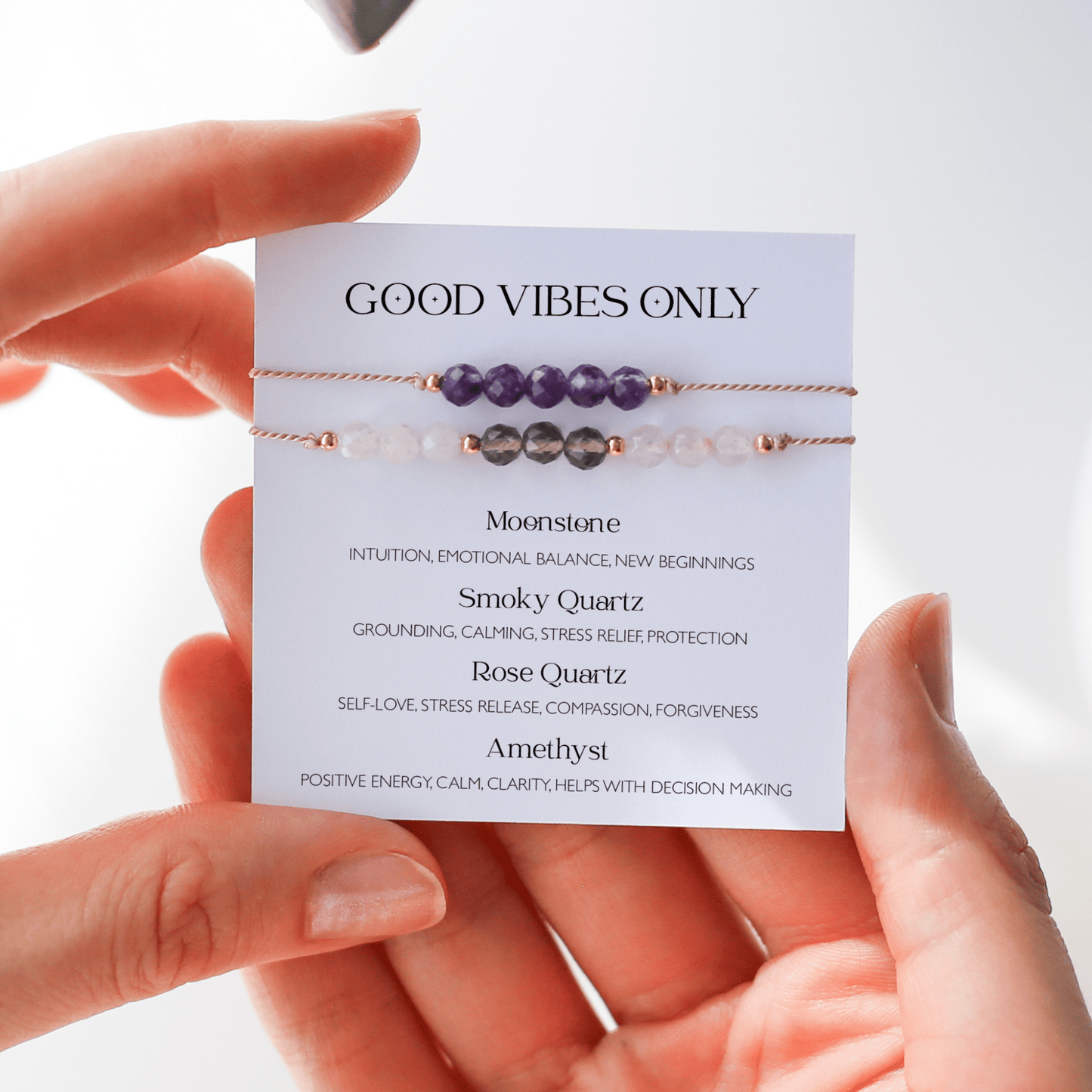 Good Vibes Only Crystal Bracelet Set with Amethyst - Vinci Woman
