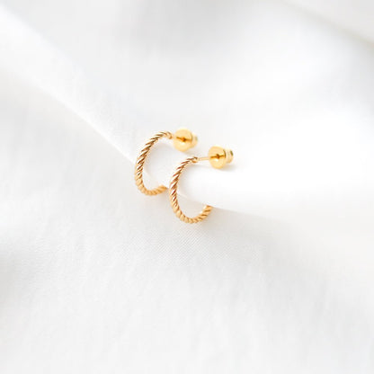 Rope Huggies Earrings - 24k Gold Vermeil - Vinci Woman