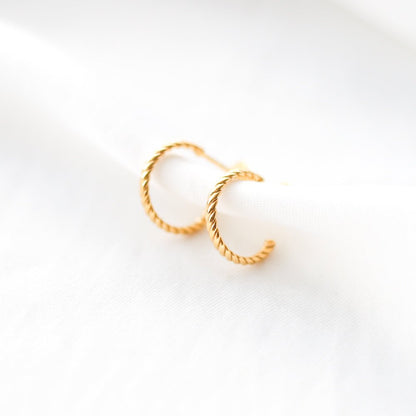 Rope Huggies Earrings - 24k Gold Vermeil - Vinci Woman