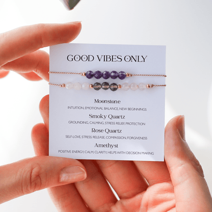 Good Vibes Only Crystal Bracelet Set with Amethyst - Vinci Woman