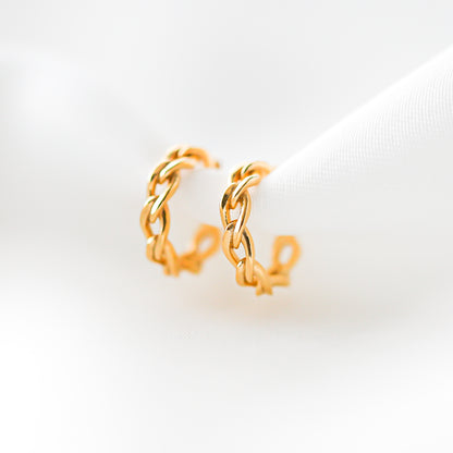 Chain Huggies Earrings - 24k Gold Vermeil - Vinci Woman